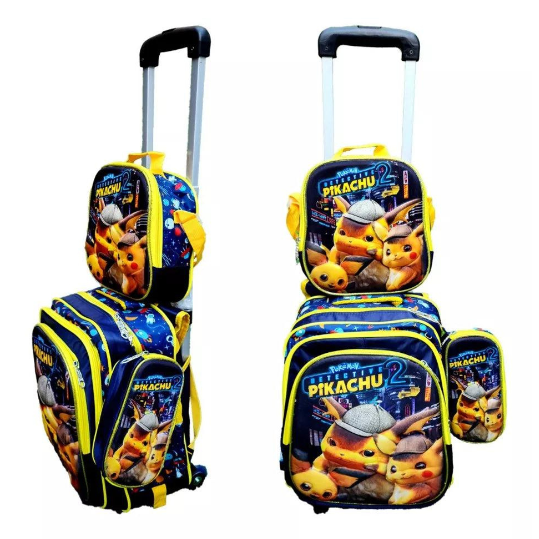 Set De Mochila Con Ruedas Pikachu